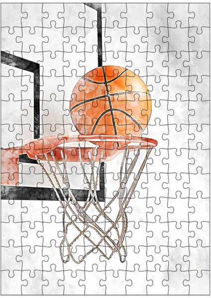 Ahşap Mdf Puzzle Yapboz Basketbol Topu ve Pota 120 Parça 25*35 cm