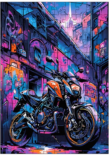 Ahşap Mdf Puzzle Yapboz Superbike Motosiklet 120 Parça 25*35 cm