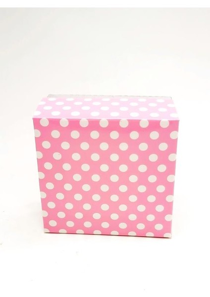 Beyaz Puantiyeli Pembe Asetat Kutu 10'lu - 8X8X3 cm fiyatları
