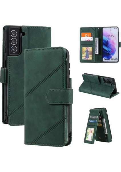Samsung Galaxy S21 Artı Manyetik Kart Tutucu Kickstand Cüzdan Pu (Yurt Dışından)