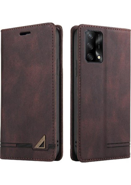 Oppo F19 4G/A74 4g Premium Deri Iki Kart Yuvaları Kickstand Için Kılıf (Yurt Dışından)