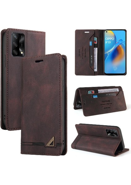 Oppo F19 4G/A74 4g Premium Deri Iki Kart Yuvaları Kickstand Için Kılıf (Yurt Dışından) modelleri