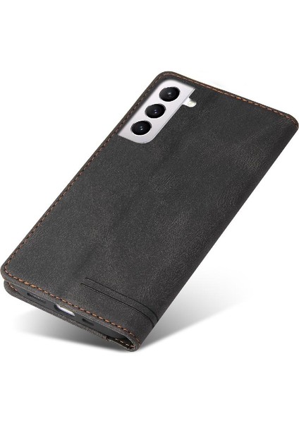 Samsung Galaxy S22 Iki Kart Yuvaları Premium Deri Kickstand Için Kılıf (Yurt Dışından)