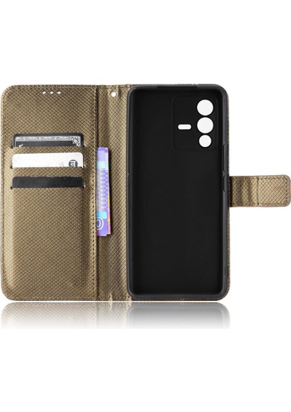 Vivo V23 5g Için Kılıf Kapak Kart Tutucu Kickstand Manyetik Cüzdan (Yurt Dışından)