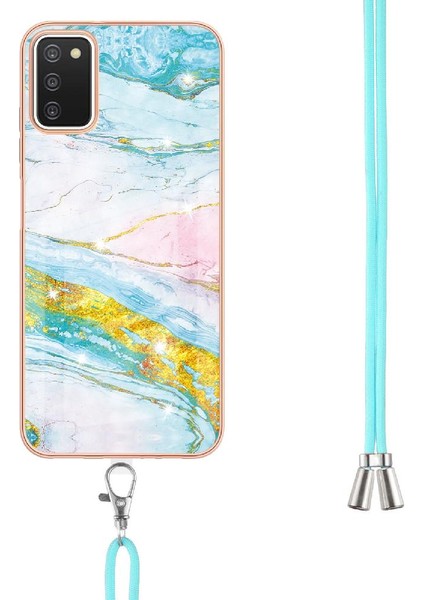Samsung Galaxy A03S Mermer Anti-Scratch Yumuşak Crossbody Kordon Için Kılıf (Yurt Dışından)