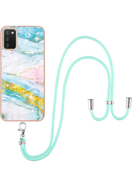 Samsung Galaxy A03S Mermer Anti-Scratch Yumuşak Crossbody Kordon Için Kılıf (Yurt Dışından)