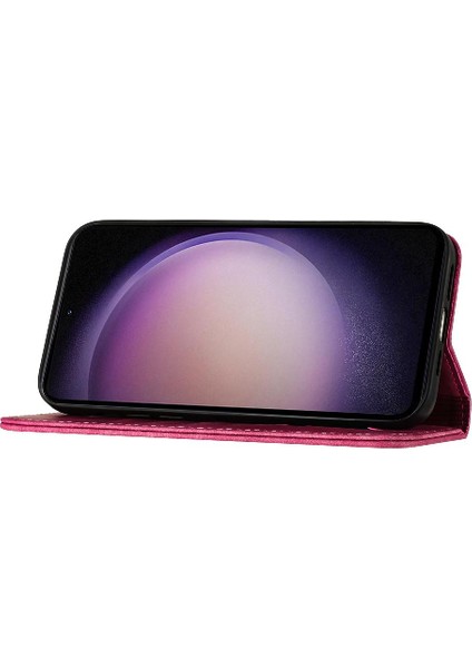Samsung Galaxy S23 Kart Cep Kabartmalı Kelebek Kedi Flip Folio (Yurt Dışından)