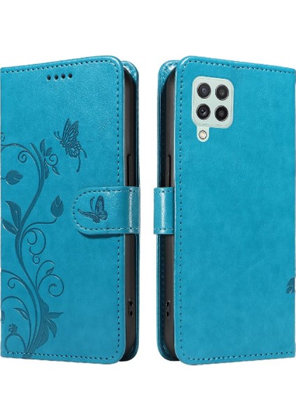 Samsung Galaxy A22 4g Için Kılıf El Kayışı Cüzdan Telefon Kılıfı ile Kabartmalı (Yurt Dışından)