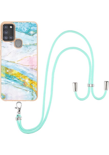 Samsung Galaxy A21S Anti-Scratch Yumuşak Mermer Crossbody Kordon Için Kılıf (Yurt Dışından)