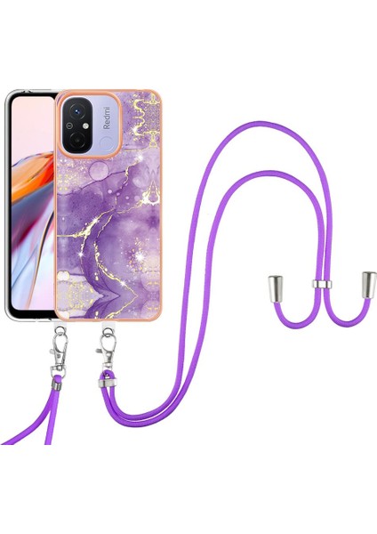 Xiaomi Redmi Için 12C Mermer Tampon Crossbody Kordon Askısı Yumuşak (Yurt Dışından)