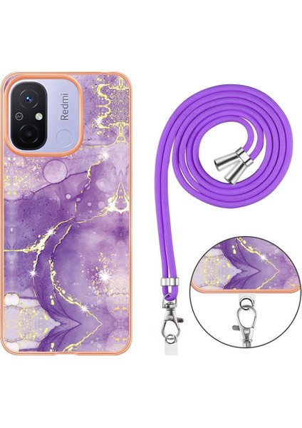 Xiaomi Redmi Için 12C Mermer Tampon Crossbody Kordon Askısı Yumuşak (Yurt Dışından)