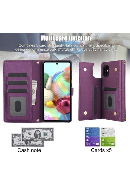 Samsung Galaxy A52 4g/5g Deri Cüzdan Kılıf ile Crossbody Tarzı (Yurt Dışından)