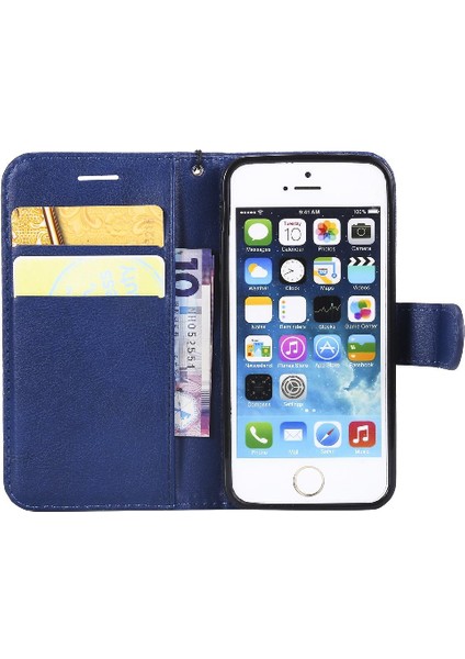 Iphone 5s Iş Cüzdan Telefon Kılıfı Için Flip Case Klasik Düz Renk (Yurt Dışından)