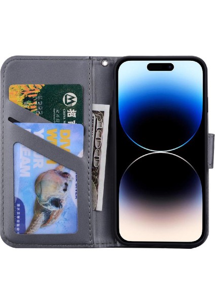 IPhone 14 Için Flip Case Pro Basit Iş Darbeye Deri Kılıf Flip (Yurt Dışından)