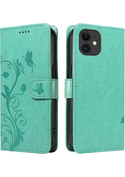 IPhone 11 Için Kılıf ve Kart Yuvası Yüksek Kaliteli Deri Kabartmalı Kelebek (Yurt Dışından)