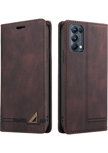 Oppo Reno5 Pro 5g Premium Deri Premium Deri Kickstand Için Kılıf (Yurt Dışından) modelleri