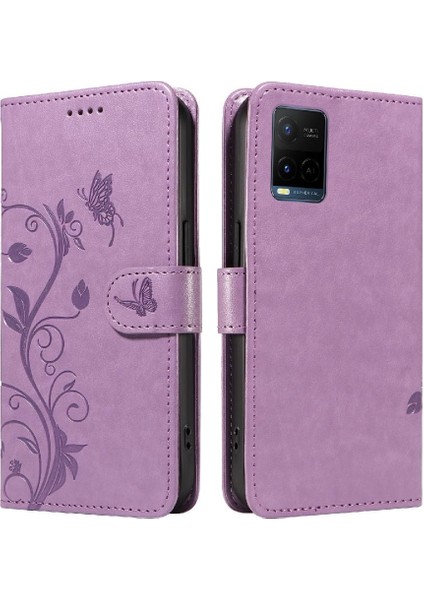 Vivo Y21/Y21S/Y33S El Kayışı ve Kart ile Kabartmalı Kelebek Için Kılıf (Yurt Dışından)