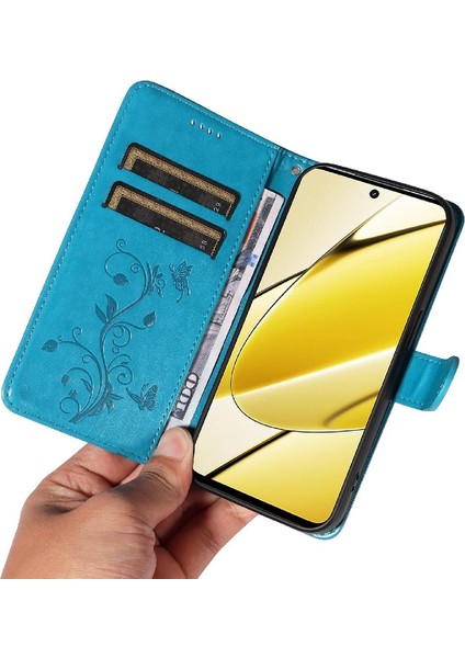 El Kayışı ve Kart Yuvası ile Realme 11 5g Cüzdan Telefon Kılıfı Için Kılıf (Yurt Dışından)