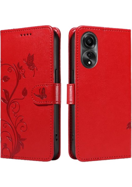 Oppo A78 4g Için Kılıf El Kayışı ile Yüksek Kaliteli Deri Cüzdan Telefon (Yurt Dışından)