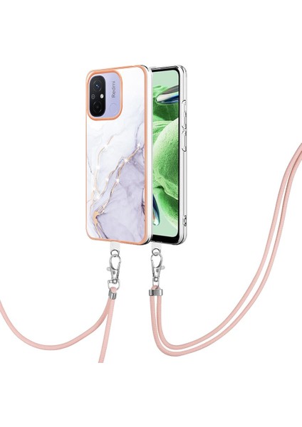 Xiaomi Redmi Için 12C Mermer Tampon Crossbody Kordon Askısı Yumuşak (Yurt Dışından)
