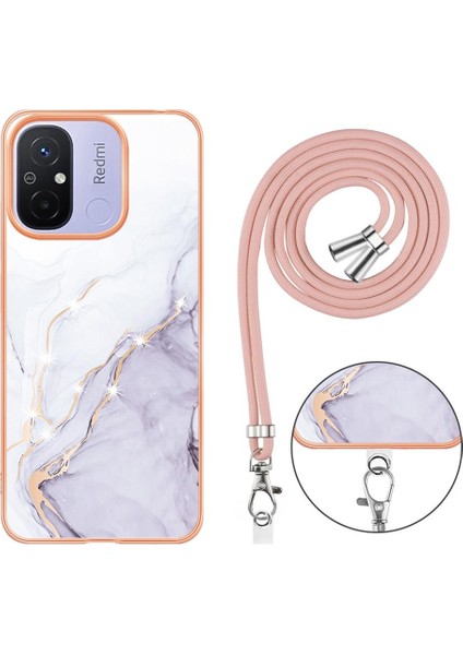 Xiaomi Redmi Için 12C Mermer Tampon Crossbody Kordon Askısı Yumuşak (Yurt Dışından)
