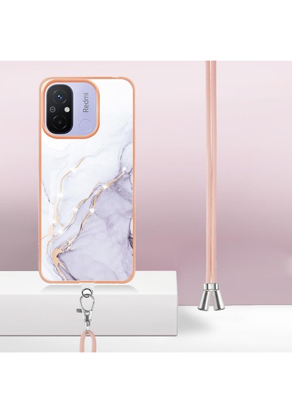 Xiaomi Redmi Için 12C Mermer Tampon Crossbody Kordon Askısı Yumuşak (Yurt Dışından)