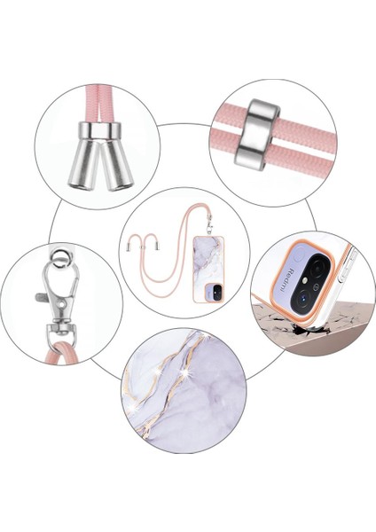 Xiaomi Redmi Için 12C Mermer Tampon Crossbody Kordon Askısı Yumuşak (Yurt Dışından)