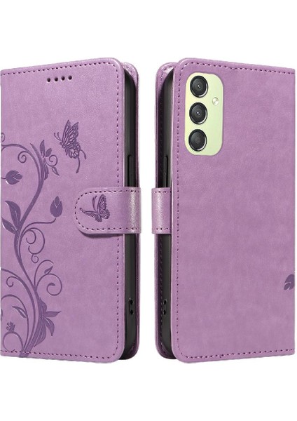 El Kayışı ve Kart Yuvası Cüzdan Telefon ile Samsung Galaxy A24 4g Için Kılıf (Yurt Dışından)