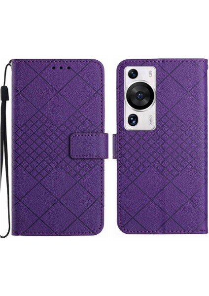 Huawei Için Flip Case P60/P60 Pro Cüzdan Pu Deri Kart Yuvası Standı Elmas (Yurt Dışından)