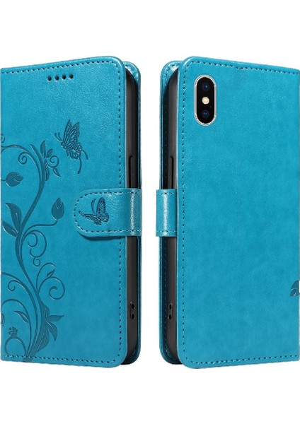 IPhone X/xs Cüzdan Telefon Kılıfı El Kayışı ile Kabartmalı Kelebek (Yurt Dışından)