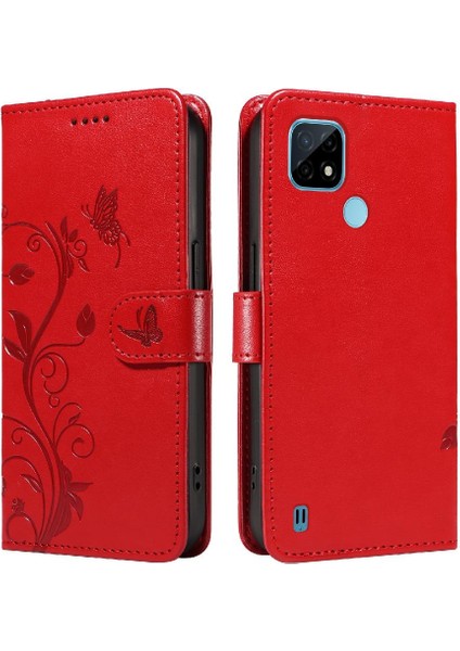 Realme C21/C20 Kabartmalı Kelebek Cüzdan Telefon Kılıfı ve Kart Için Kılıf (Yurt Dışından)