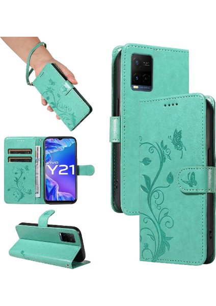 Vivo Y21/Y21S/Y33S El Kayışı ve Kart ile Kabartmalı Kelebek Için Kılıf (Yurt Dışından) indirimleri