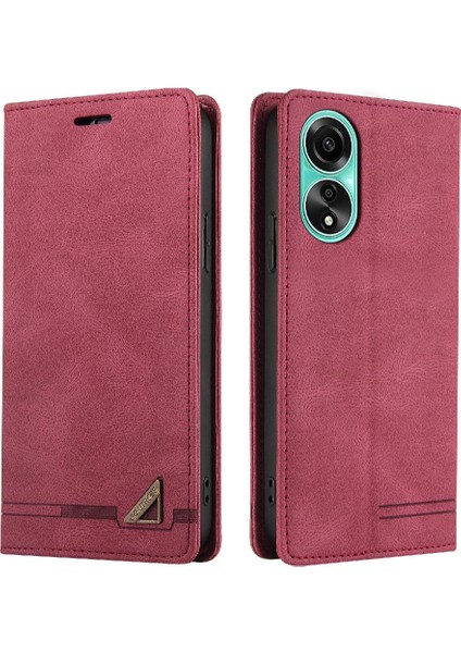 Oppo A78 4g Premium Deri Premium Deri Kickstand Iki Kart Için Kılıf (Yurt Dışından)
