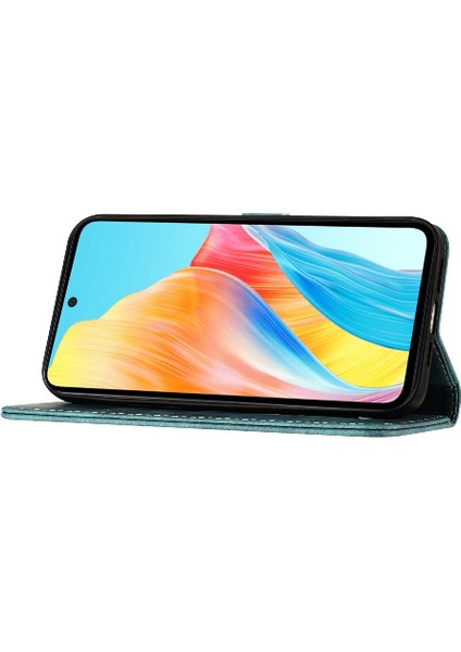 Oppo A58 4g Için Kılıf Cüzdan Kılıf Tutucu Kapak Kabartmalı Kelebek Kedi (Yurt Dışından)