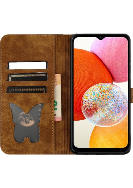 Samsung Galaxy A32 5g Kabartmalı Kelebek Kedi Flip Folio Tutucu (Yurt Dışından)