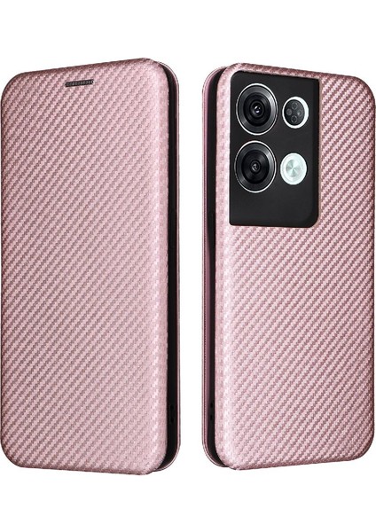 Oppo RENO8PRO Artı Kart Ekleme Deri Için Kılıf Folio Flip Case Karbon (Yurt Dışından)