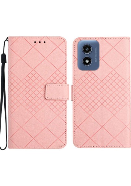 Motorola Moto G 5g 2024 Için Flip Case El Kayışı Kart Yuvası Standı Pu (Yurt Dışından)