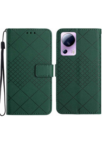 Xiaomi 13 Lite Için Flip Case Elmas Kabartmalı Kart Yuvası Standı Cüzdan Pu (Yurt Dışından)