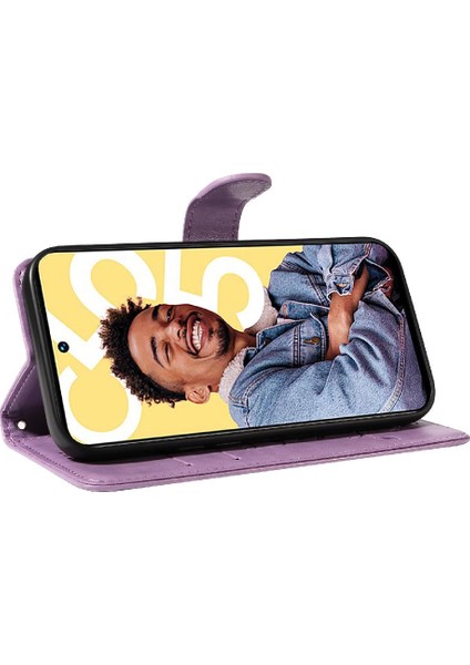 Reamle C55 Kabartmalı Kelebek ve Kart Yuvası Cüzdan Telefon Kılıfı (Yurt Dışından)