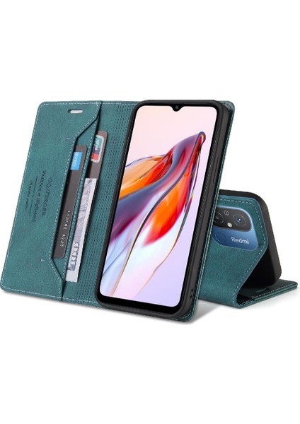 Xıaomı Redmi 12C Premium Deri Premium Deri Kılıf Kickstand Iki (Yurt Dışından)