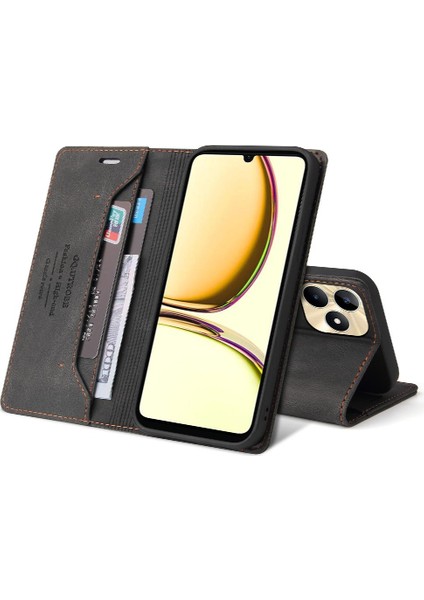 Realme C53 4g Premium Deri Iki Kart Yuvaları Kickstand Premium Için Kılıf (Yurt Dışından) indirimleri