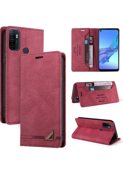 Oppo A53 2020 Kickstand Premium Deri Için Kılıf Iki Kart Yuvaları Prim (Yurt Dışından)