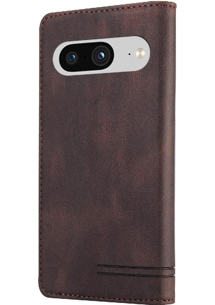 Google Pixel 8 Premium Deri Kickstand Iki Kart Yuvaları Premium Için Kılıf (Yurt Dışından)