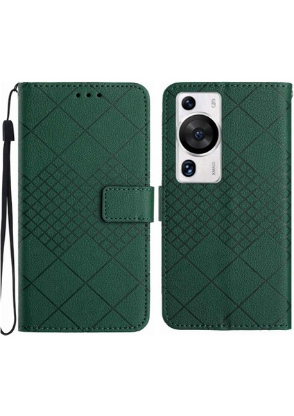 Huawei Için Flip Case P60/P60 Pro Cüzdan Pu Deri Kart Yuvası Standı Elmas (Yurt Dışından)