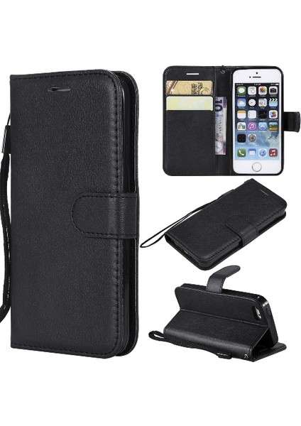 Iphone 5s Iş Cüzdan Telefon Kılıfı Için Flip Case Klasik Düz Renk (Yurt Dışından)