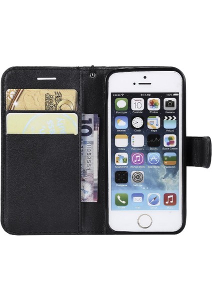 Iphone 5s Iş Cüzdan Telefon Kılıfı Için Flip Case Klasik Düz Renk (Yurt Dışından) modelleri