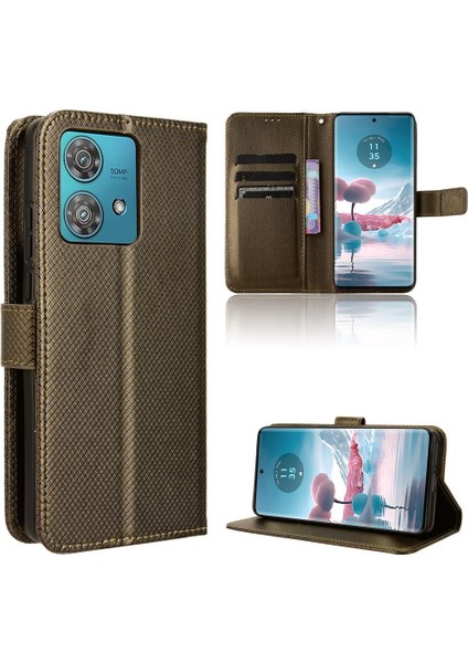Motorola Kenar 40 Neo 5g Için Kılıf Kickstand Kart Tutucu Manyetik Cüzdan (Yurt Dışından)