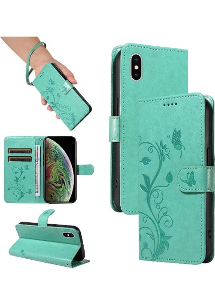 IPhone X/xs Cüzdan Telefon Kılıfı El Kayışı ile Kabartmalı Kelebek (Yurt Dışından)