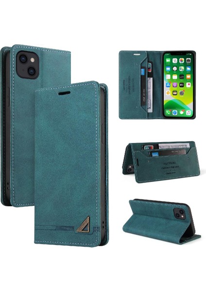 IPhone 15 Için Kılıf Artı Premium Deri Iki Kart Yuvaları Kickstand Premium (Yurt Dışından)