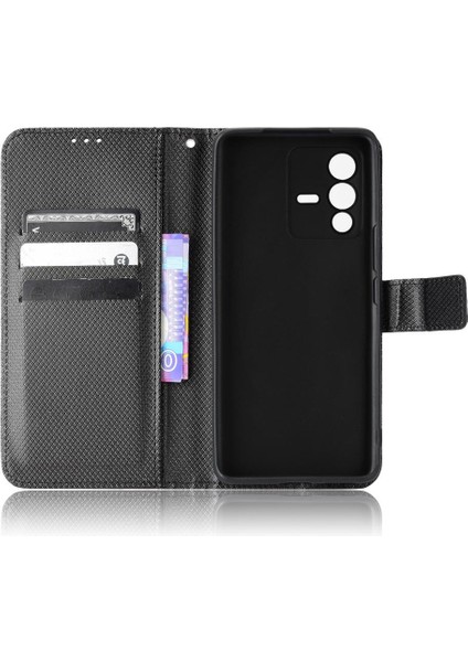 Vivo V23 5g Için Kılıf Kapak Kart Tutucu Kickstand Manyetik Cüzdan (Yurt Dışından)